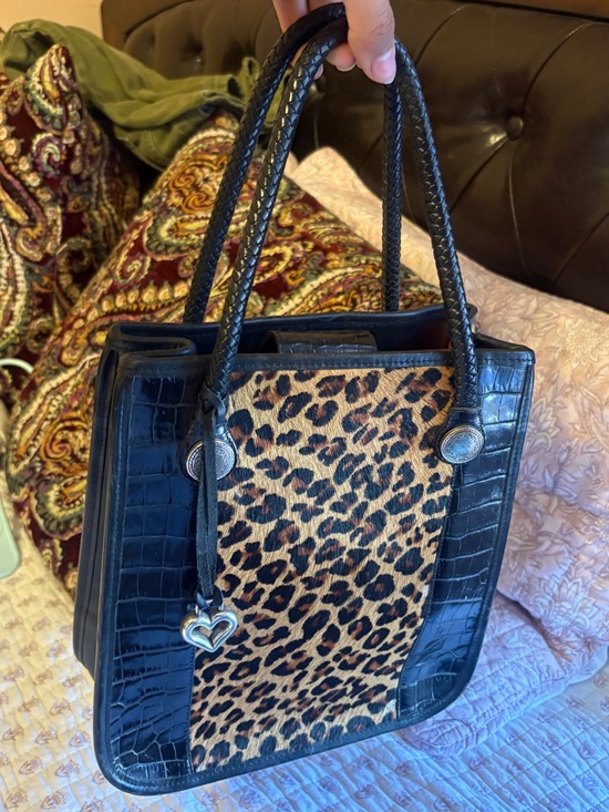 Handbags - Leopard Print Faux Fur Croc Embossed Handbag Y2K Vintage Style